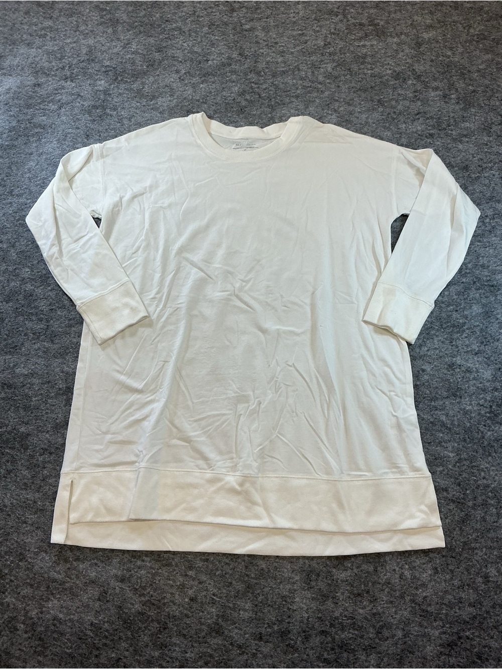 Eileen Fisher Long-Sleeve Crewneck Shirt in Off-White Size S